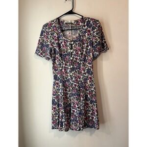 Vintage Marnie West Floral 70s Romper Jumper Dress Lightweight Padded Womans Med